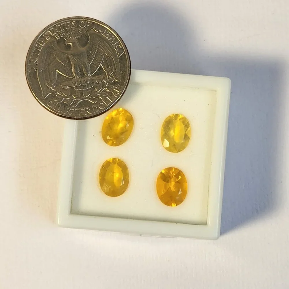VTG Labeled Genuine Fire Opal 4.91ctw 9x7mm Oval Set of 4 Loose Gemstones - Picture 4 of 9